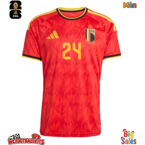 Belgium Amadou Onana #24 Replica Home Stadium Shirt World Cup 2026 Short Sleeve